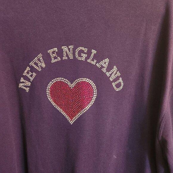 New England Sports Lover's Dream Navy Rhinestone Full Zip Sweatshirt Size 1X - Picture 3 of 9